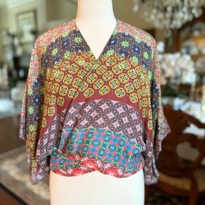 Colorful Patterned Kimono Top